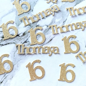 Personalized Glitter Table Confetti: Name & Age, Birthday Party Decor