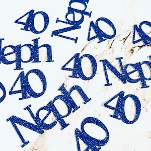40 x Personalised Name & Age Glitter Table Confetti / Sprinkles, Birthday Party, Any Number, Any Name, Royal Blue, Many Colours