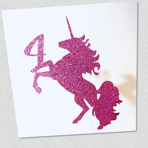 1 x Unicorn Birthday Glitter Cake Topper, Any Age, Birthday Party, Unicorn Theme