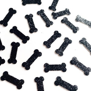 100+ Glitter Dog Bone Table Confetti Sprinkles, Birthday, Party, Black