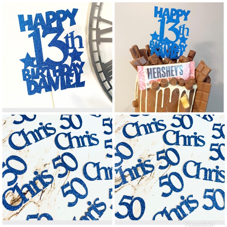 Many Toppers Party Bundle - Glitter Cake Topper & 2 Packs of Table Confetti ...