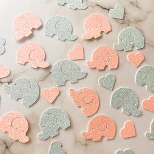 100 x Elephant Baby Shower Table Confetti / Sprinkles Pink and Blue Elephants & Hearts
