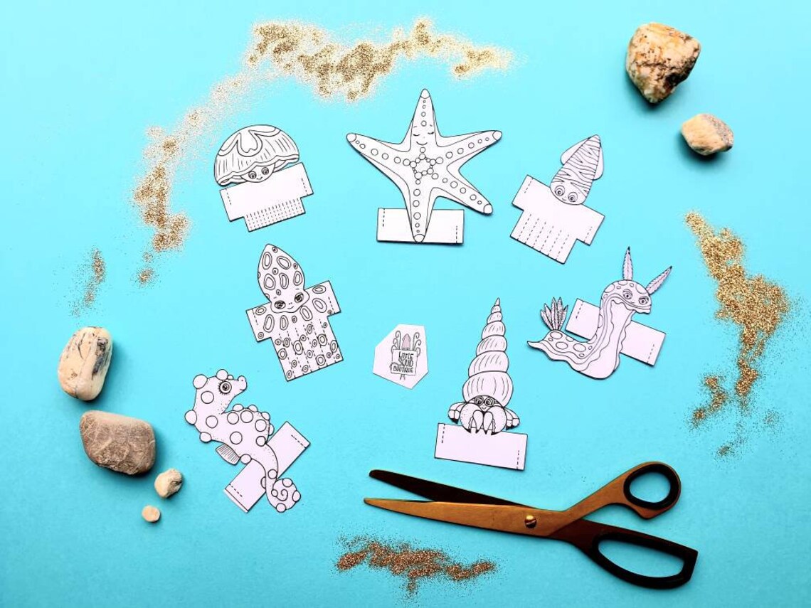 Printable Finger Puppets / Sea Animals Colouring Page / DIY | Etsy