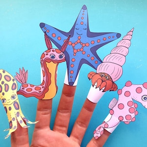 Printable Finger Puppets / Sea Animals Colouring Page / DIY Print and ...