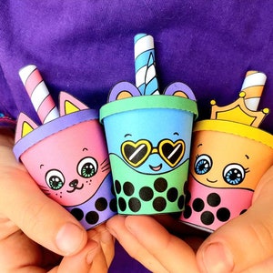 Printable Bubble Tea Craft, Boba Tea Template, DIY Party Favour Box ...