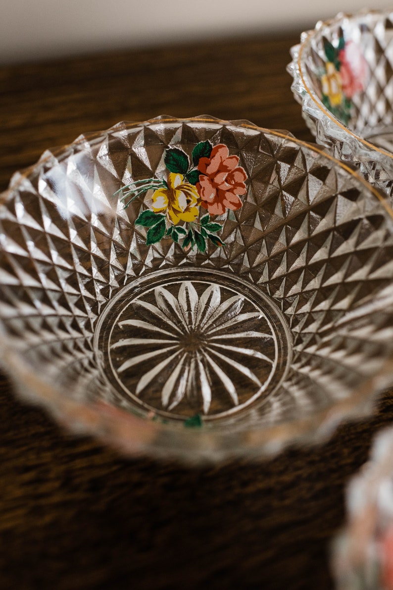 4 x vintage glass dessert bowls etsy