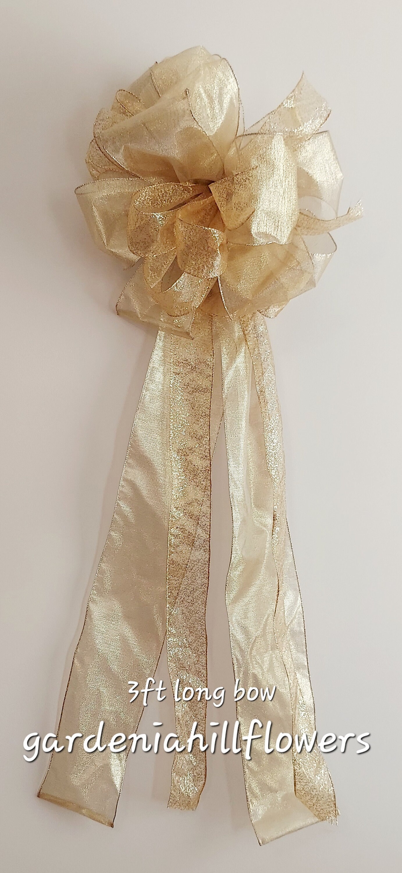 Tree Topper Gold Bow, Tree Topper 3ft to 6ft, Free Shipping, XL Gold