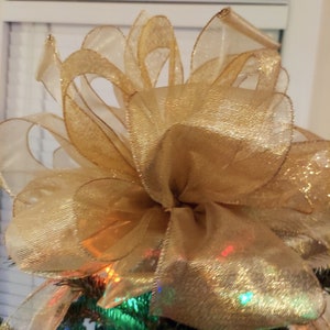 Tree Topper Gold Bow, Tree Topper 3ft to 6Ft, Free Shipping, XL Gold Glitter Bow, Decoration for Christmas Tree, Staircase, Garland..