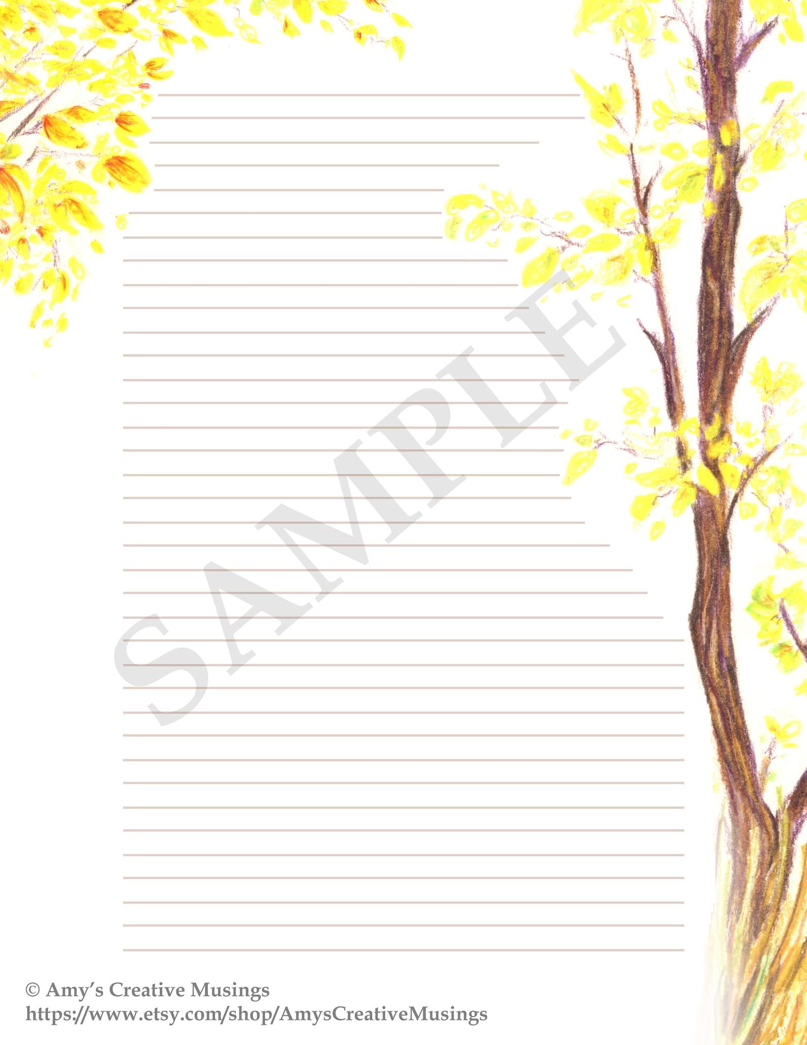 Printable Stationery: Autumn Leaves Lined and Unlined - Etsy UK