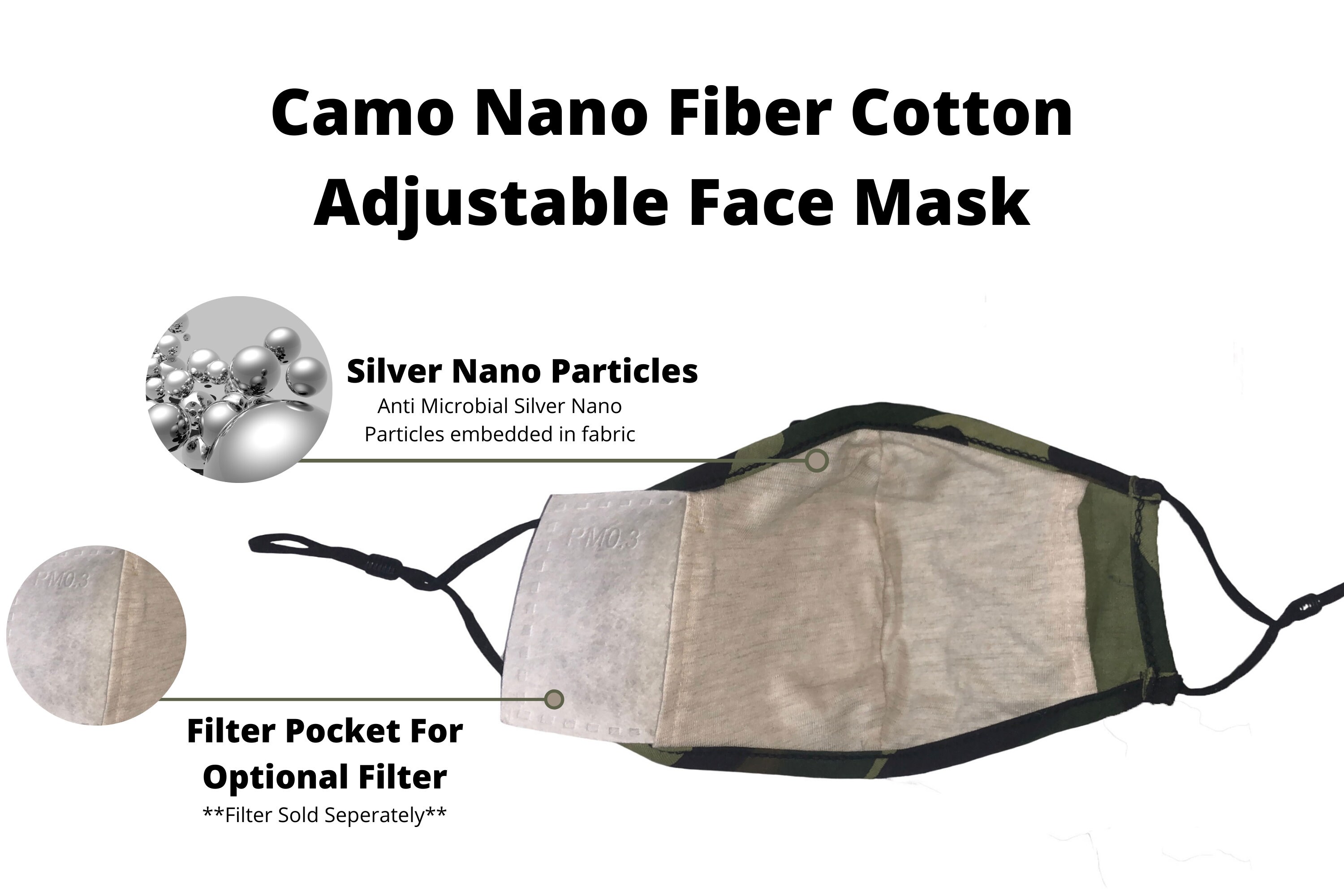 Face Mask Army Camo Made in USA Adjustable & Washable Etsy