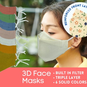 3D Solid Face Mask With Built in Filter Airy Breathable - Etsy