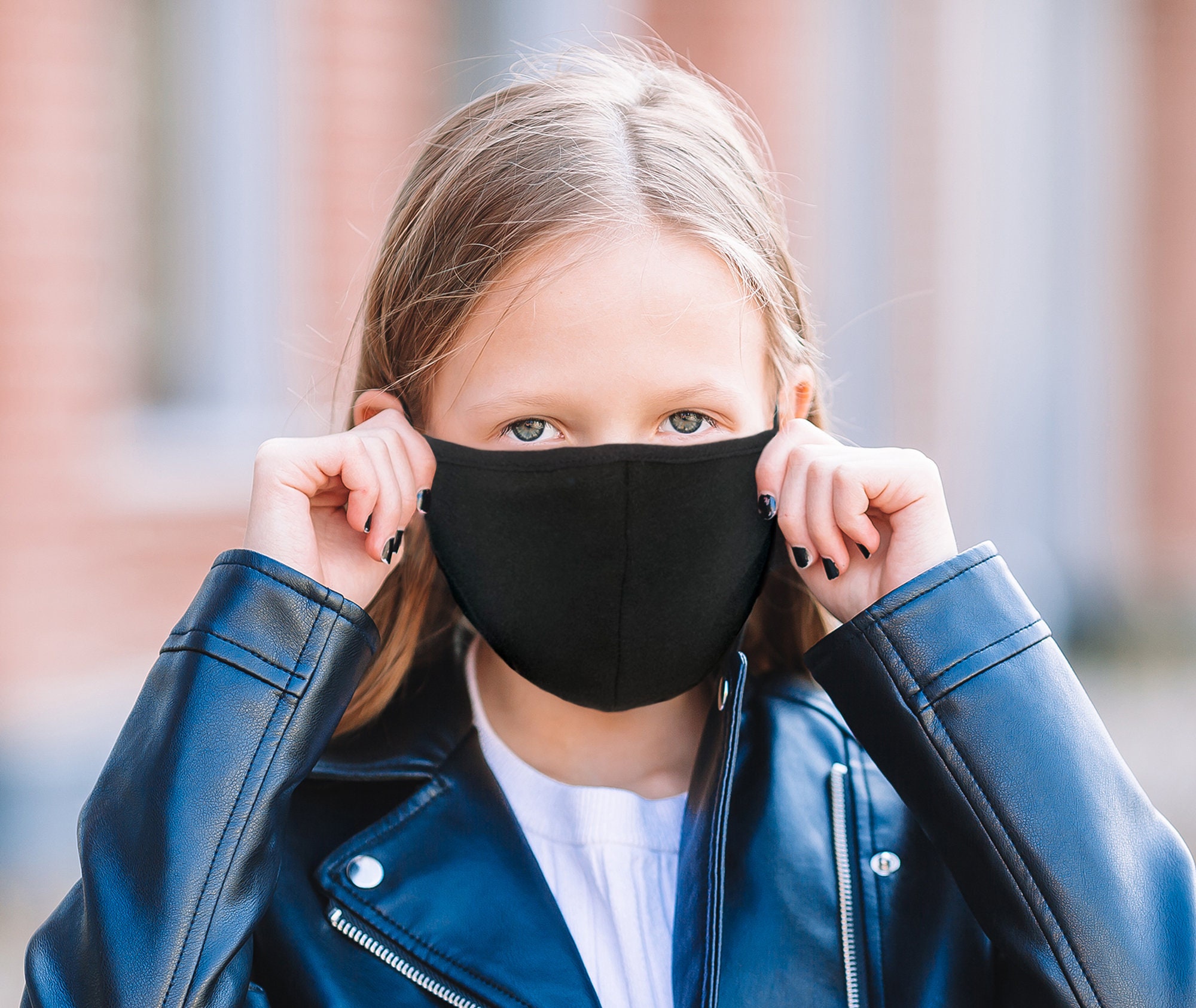 Kid Size - Reusable Face Mask High Quality Cotton in Black - Adjustab…