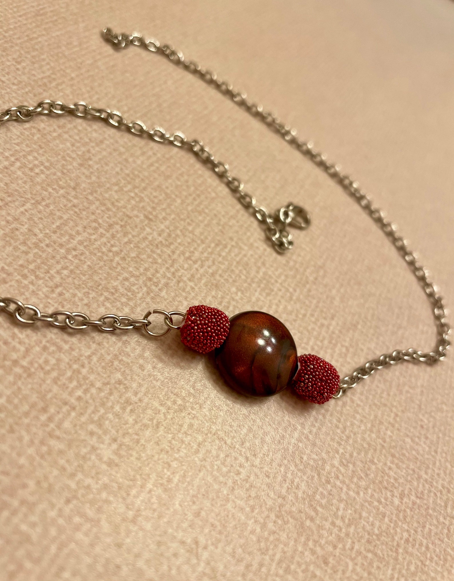 Red gemstone adjustable choker necklace Etsy
