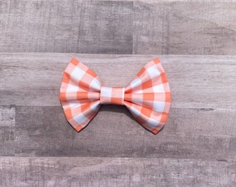 Peach Plaid Bow Tie