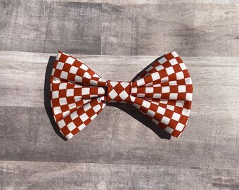 Cinnamon Spice Checkers Bow Tie