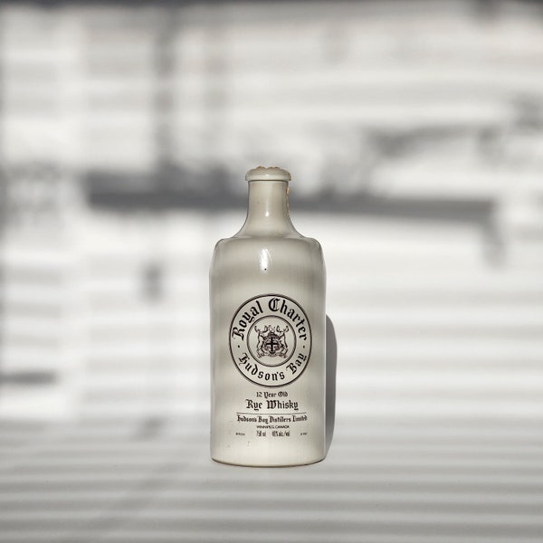 Vintage Royal Charter Hudson's Bay Stoneware Bottle | 1970s Rye Whiskey Stone Bottle