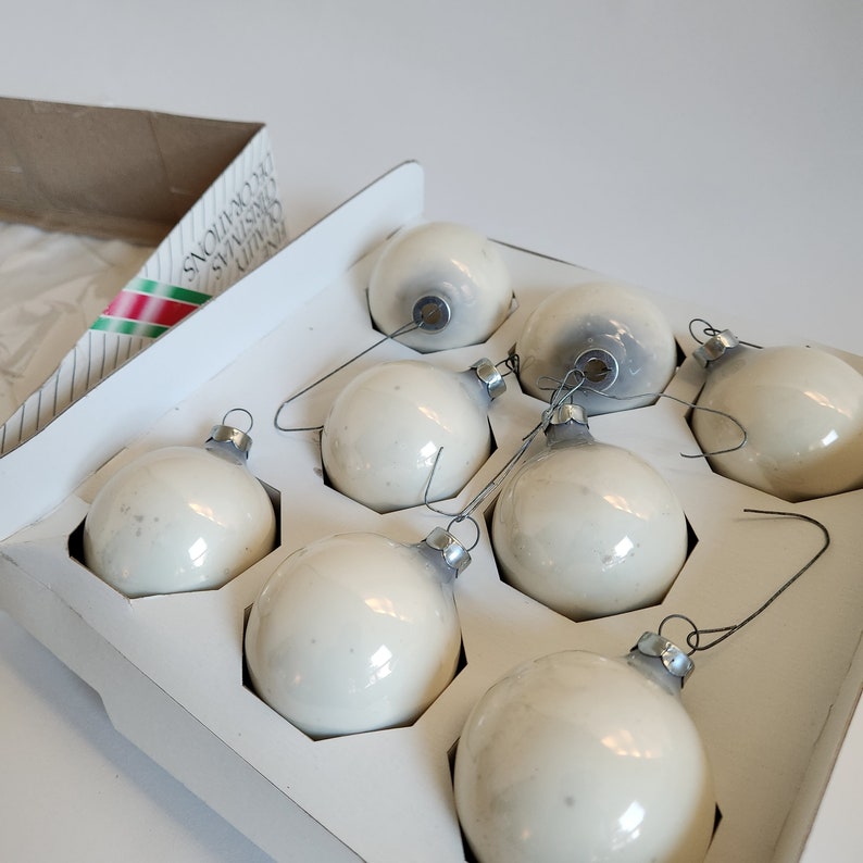 Vintage Glass Christmas Tree Ornaments Set of 8 / White Etsy
