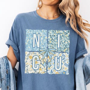 NICU Nurse Shirt, Comfort Colors®, Neonatal Intensive Care Unit Tee, Neonatal ICU T-Shirt, Doctor, Crew, Flower, Bow, Coquette, NICU Gift