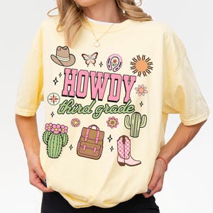 Third Grade Teacher Shirt, Comfort Colors, Howdy 3rd Grade Tshirt, Western Teacher Tee, Cowgirl, Boots, Desert, Rodeo, Back To School, Gift