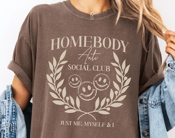 Camiseta Homebody, Anti Social Club, Comfort Colors®, Me Myself and I, camiseta introvertida, regalo divertido, humorístico, antisocial, sarcástico, solo