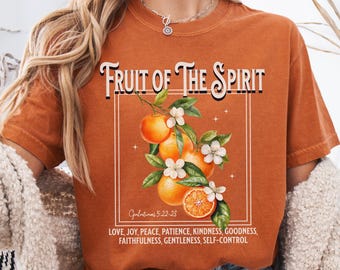 Christian Shirt, Fruit of The Spirit, Vintage Oranges Tee, Aesthetic Fruit, Comfort Colors®, Bible Verse, Flowers, Scripture, Christian Gift