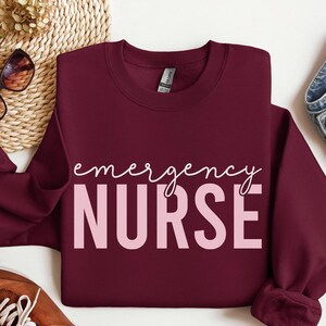 Emergency Nurse Sweatshirt, Varsity, ER Crewneck, RN, ED, Sweater, Nurse, Emergency Department, Crew, Team, Hospital, Graduation, Gift