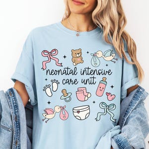 NICU Nurse Shirt, Comfort Colors®, Neonatal Intensive Care Unit Tee, RN, Whimsical, Doodle, Doctor, Crew, Graduation, Appreciation, Gift