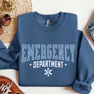 Emergency Department Sweatshirt, Varsity, ER Crewneck, ER Department Sweater, ED, Nurse, Doctor, Crew, Team, Hospital, Graduation, Gift