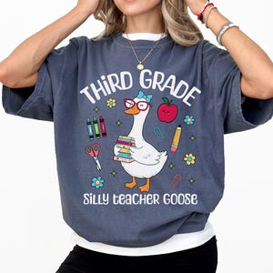 Third Grade Teacher Shirt, Teacher Tee, 3rd Grade T-Shirt, Comfort Colors, Back To School, Silly Goose, Retro, Whimsical, Gift For Teacher