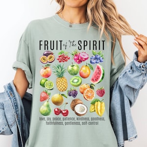 Christian Shirt, Fruit of The Spirit, Vintage Fruit Tee, Comfort Colors, Aesthetic Fruit, Bible Verse, Watercolor, Faith, Scripture, Gift