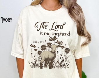 Comfort Colors®, El Señor es mi pastor, Salmo 23:1, Cordero, Regalo cristiano, Bautismo, Versículo bíblico, Ropa basada en la fe, Religioso