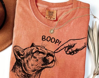 Boop Mountain Lion T-Shirt, Comfort Colors Unisex Tee, Funny Meme, Cougar Tee, Panther Tshirt, Wildlife, Hiker, Camping, Nature Lover Gift