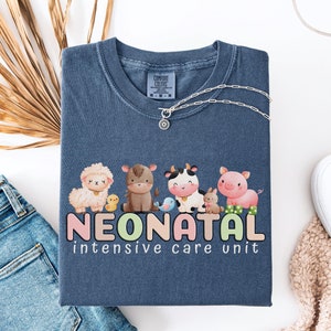 NICU Shirt, Neonatal Intensive Care Unit Tee, Comfort Colors®, Neonatal Nurse Tshirt, Neonatal Doctor, Cute Farm Animals, NICU Nurse Gift