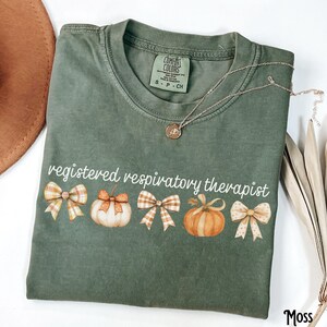 Respiratory Therapist Shirt, Comfort Colors, Fall, Autumn, Pumpkins, Respiratory Therapy, RRT Tee, RT, Pulmonology, Coquette, Bow, Gift