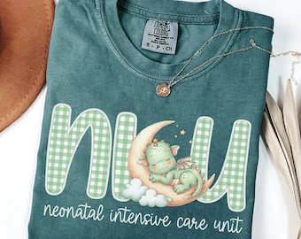 NICU Nurse Shirt, Comfort Colors, Neonatal Intensive Care Unit Tee, RN, Doctor, Crew, Baby Dragon, Gingham, Neonatal ICU, Appreciation