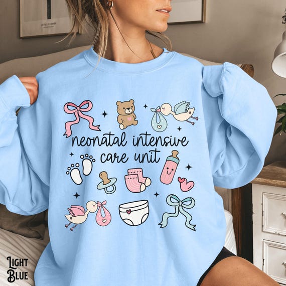 NICU Sweatshirt, Neonatal Intensive Care Unit Sweater, NICU Nurse, Doctor, Crew, RN, Whimsical, Doodle Art, Graduation, Appreciation, Gift