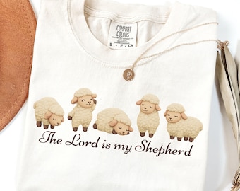 Comfort Colors, Christian Shirt, The Lord is My Shepherd Tshirt, Bible Verse Tee, Scripture, Faith, Faux Wool Sheep, Religious Apparel