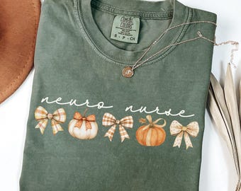 Neuro Nurse Shirt, Neurology Fall Tee, Autumn T-Shirt, Comfort Colors, Halloween, Thanksgiving, Neuro Intensive Care Unit, Neuro ICU, Gift