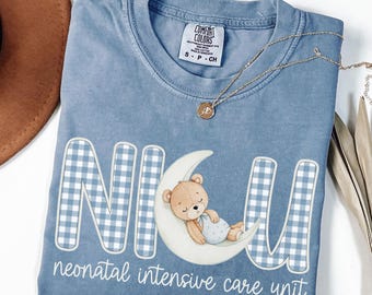 NICU Nurse Shirt, Comfort Colors, Neonatal Intensive Care Unit Tee, RN, Doctor, Crew, Teddy Bear, Gingham, Neonatal ICU, Appreciation, Gift