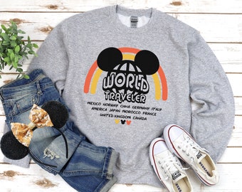 Disney Inspired - Epcot - World Showcase - Traveler - Pavilions - Mickey - Unisex Crewneck Sweatshirt