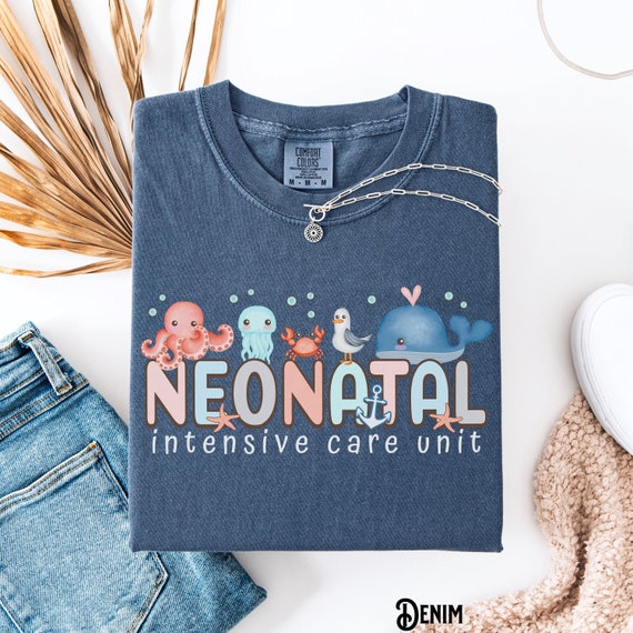 NICU Shirt, Comfort Colors®, Neonatal Intensive Care Unit Nurse Tee, Doctor, Neonatal RN Tshirt, Sea Life, Ocean, Nautical, Nursing, Gift