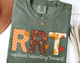 Registered Respiratory Therapist Fall Shirt, Comfort Colors, Respiratory Therapy, RRT Tee, RT Tshirt, Pulmonology, Autumn, Gingham, Gift