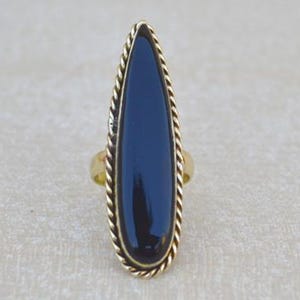 Bohemian Black Onyx Ring: 14K Gold Plated Brass Statement Jewelry