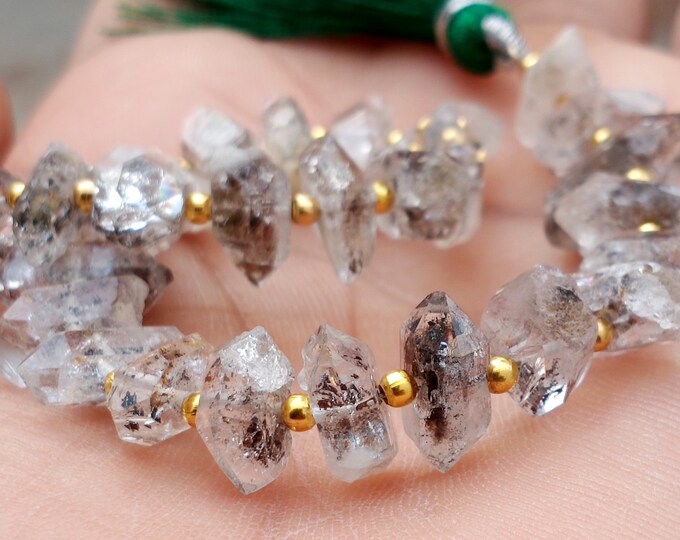 7.5/'/' Inches Full Strand Nugget Faceted Beads Semiprecious Rutile Gemstone Beads Black Rutile Gemstone Beads