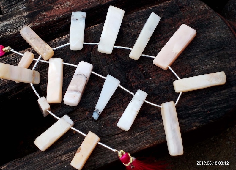 Beaded Strands Pink Opal Beads 16 Pieces Pink Opal Strand Rectangle Smooth Beads
