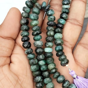 AAAA+ Quality Natural Emerald Beads – Tiny Green Gemstone Beads Strand, Loose Beads for High-End Jewelry Making