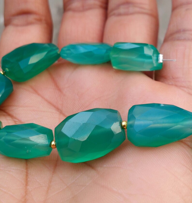 6.5 Inch Full Strand Vinayakgemsshop Natural Green Onyx Gemstone Nugget Faceted Beads