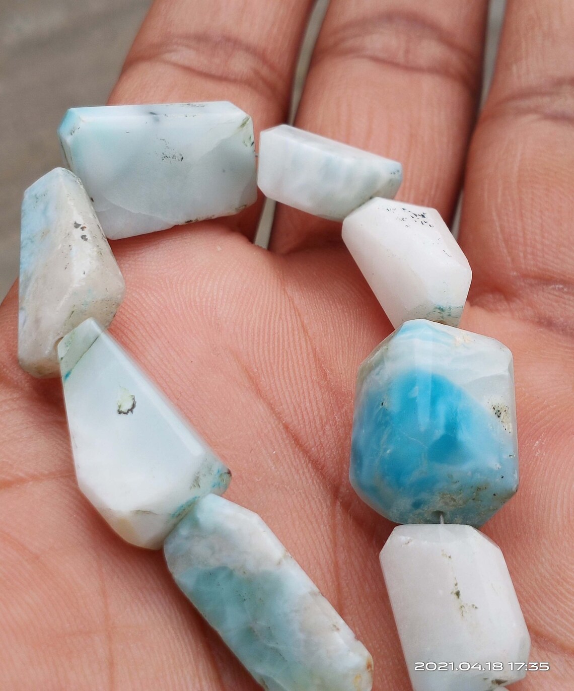 Larimar 6 Inches Natural Gemstone Beads Larimar Beads Smooth Etsy