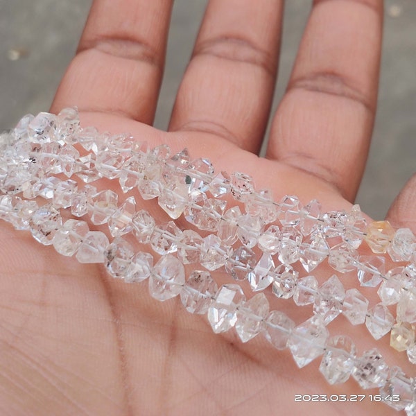 Diamant Herkimer de qualité A+++ Perles de pierres précieuses, 17,8 cm en forme de marquise à facettes Pierres précieuses Artisanat guérison