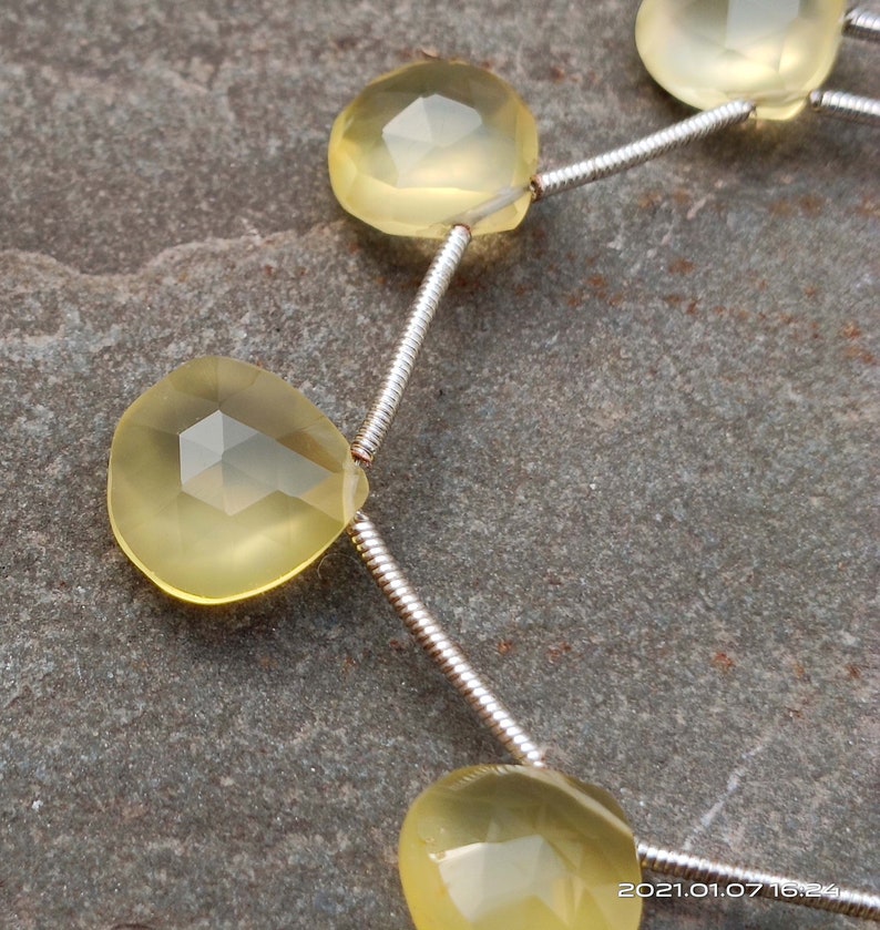 10 Pieces Full Strand Yellow Chalcedony Beads Gemstone Beads Chalcedony Beads Jewelry Beads Chalcedony Heart Faceted Beads